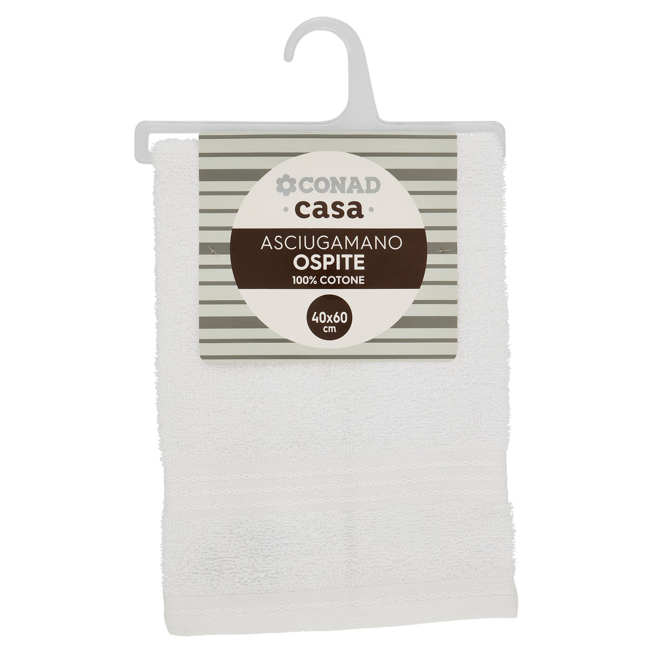 CONAD casa Asciugamano Ospite 100% Cotone 40x60 cm Bianco