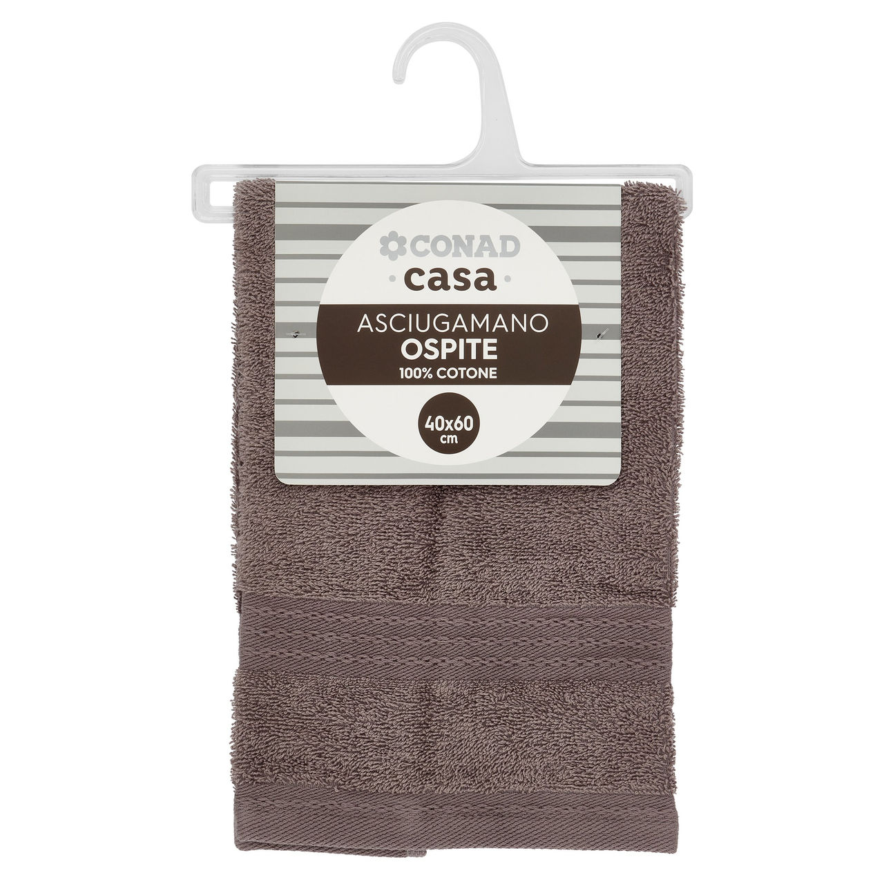 CONAD casa Asciugamano Ospite 100% Cotone 40x60 cm Tortora