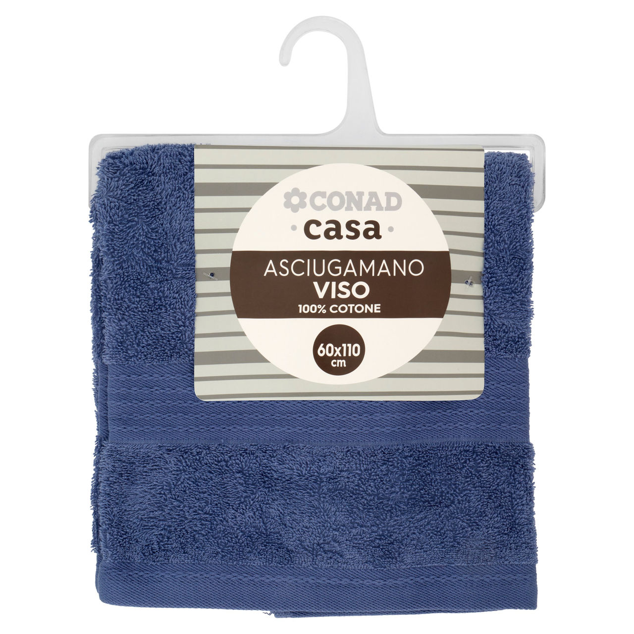 CONAD casa Asciugamano Viso 100% Cotone 60x110 cm Azzurro Polvere