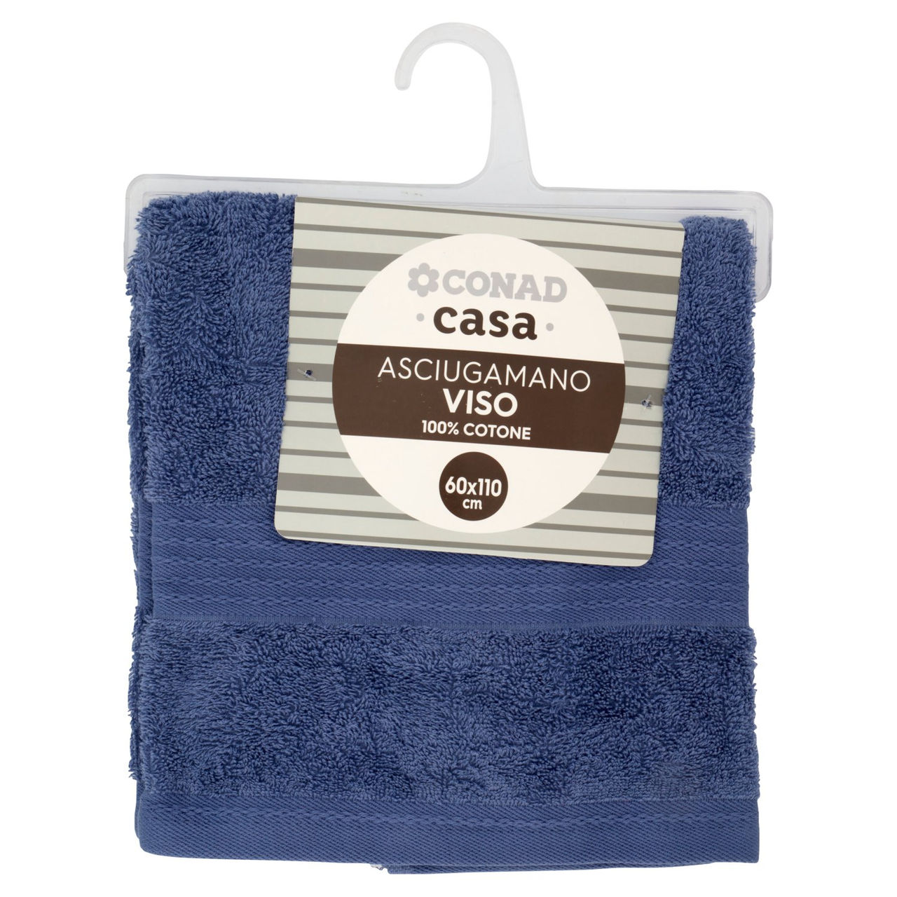 CONAD casa Asciugamano Viso 100% Cotone 60x110 cm Azzurro Polvere