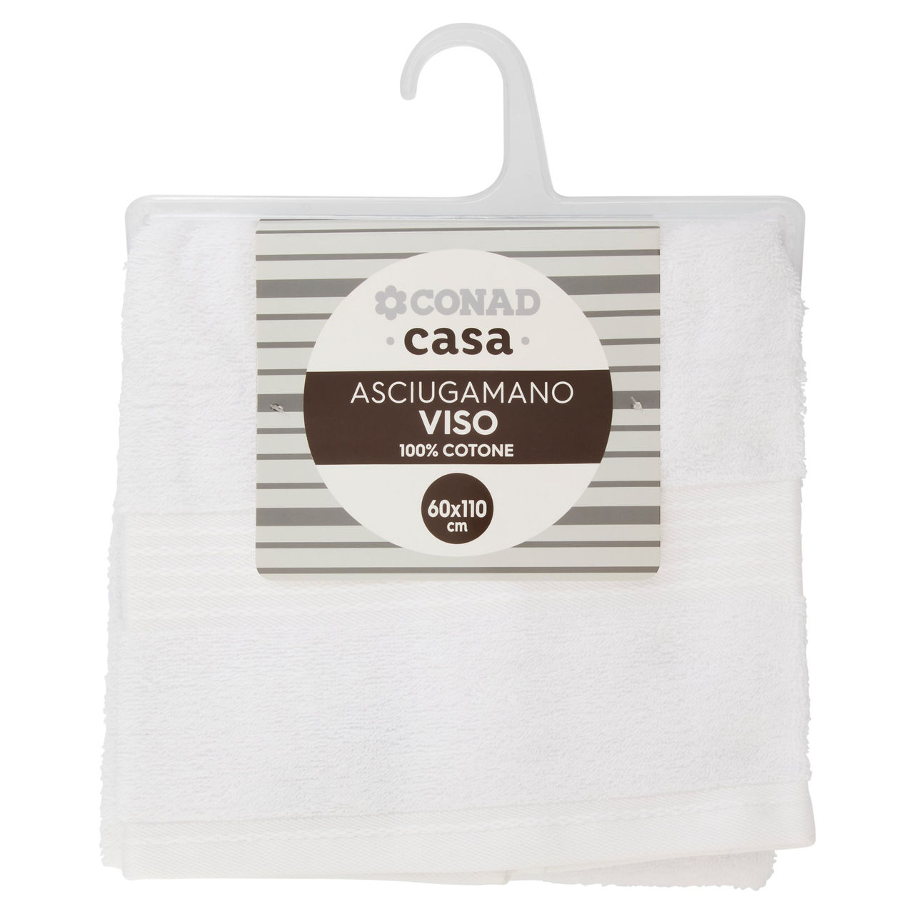 CONAD casa Asciugamano Viso 100% Cotone 60x110 cm Bianco