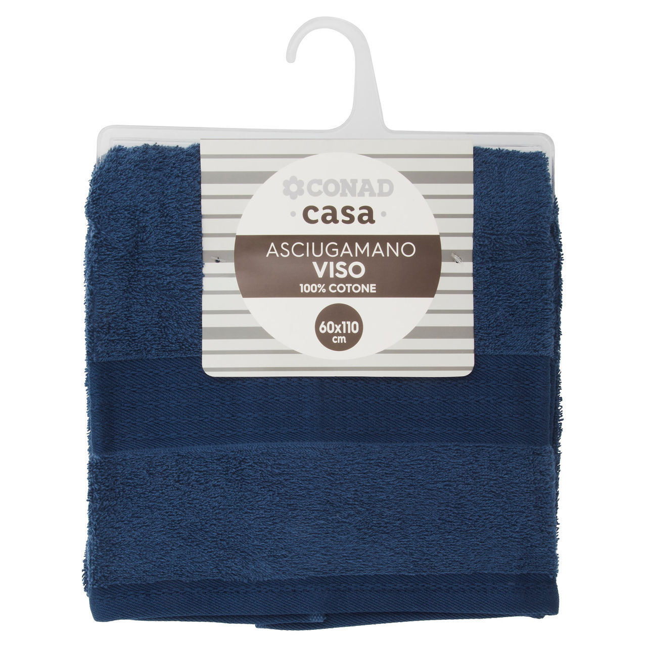 CONAD casa Asciugamano Viso 100% Cotone 60x110 cm Blu Scuro