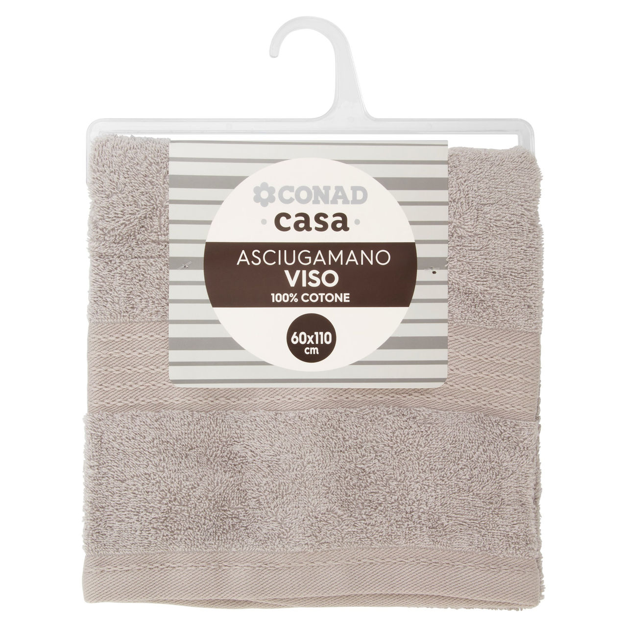 CONAD casa Asciugamano Viso 100% Cotone 60x110 cm Grigio