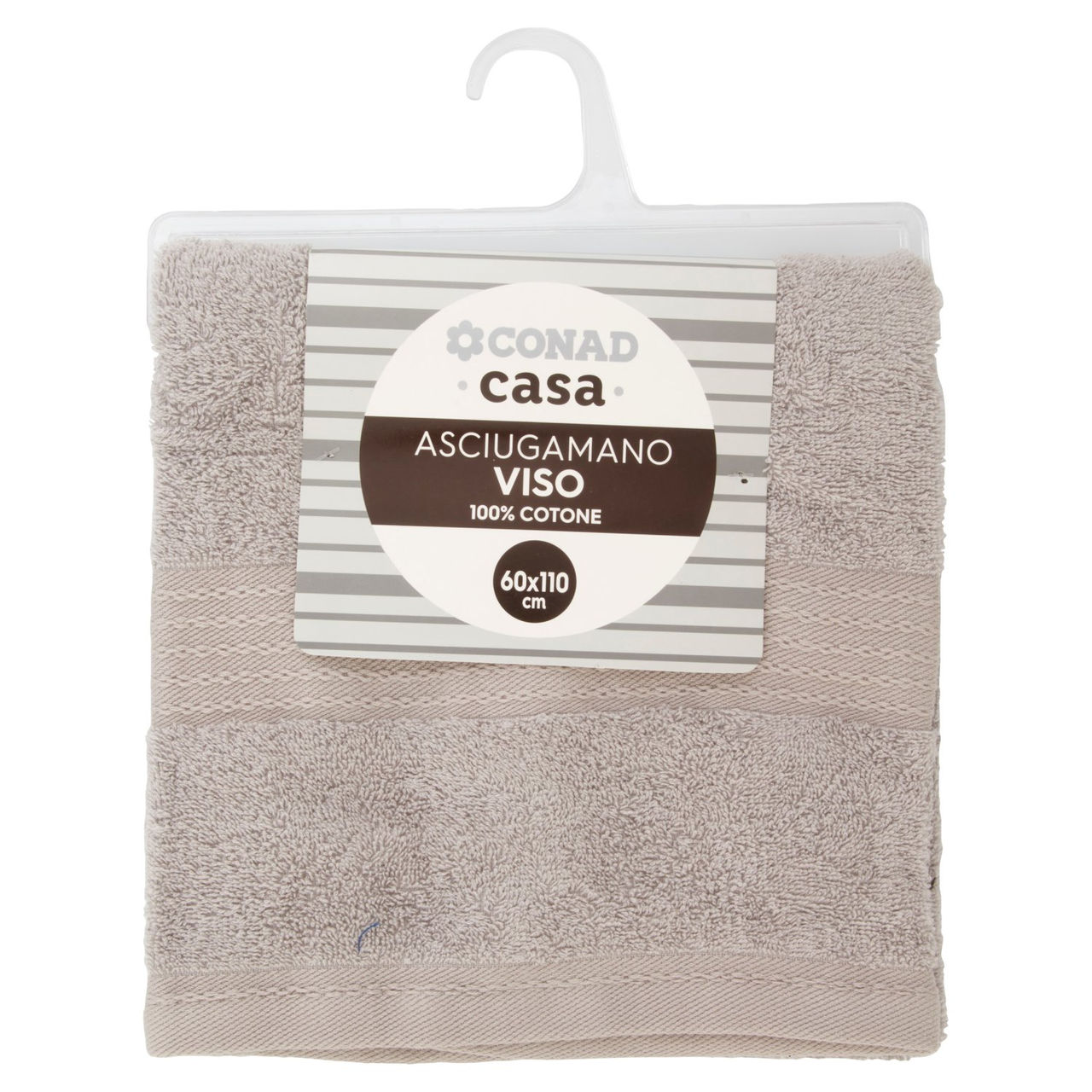 CONAD casa Asciugamano Viso 100% Cotone 60x110 cm Grigio