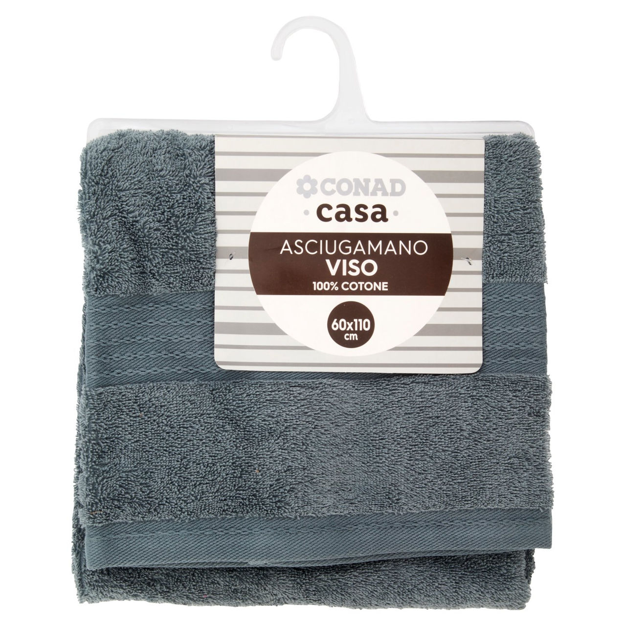 CONAD casa Asciugamano Viso 100% Cotone 60x110 cm Petrolio