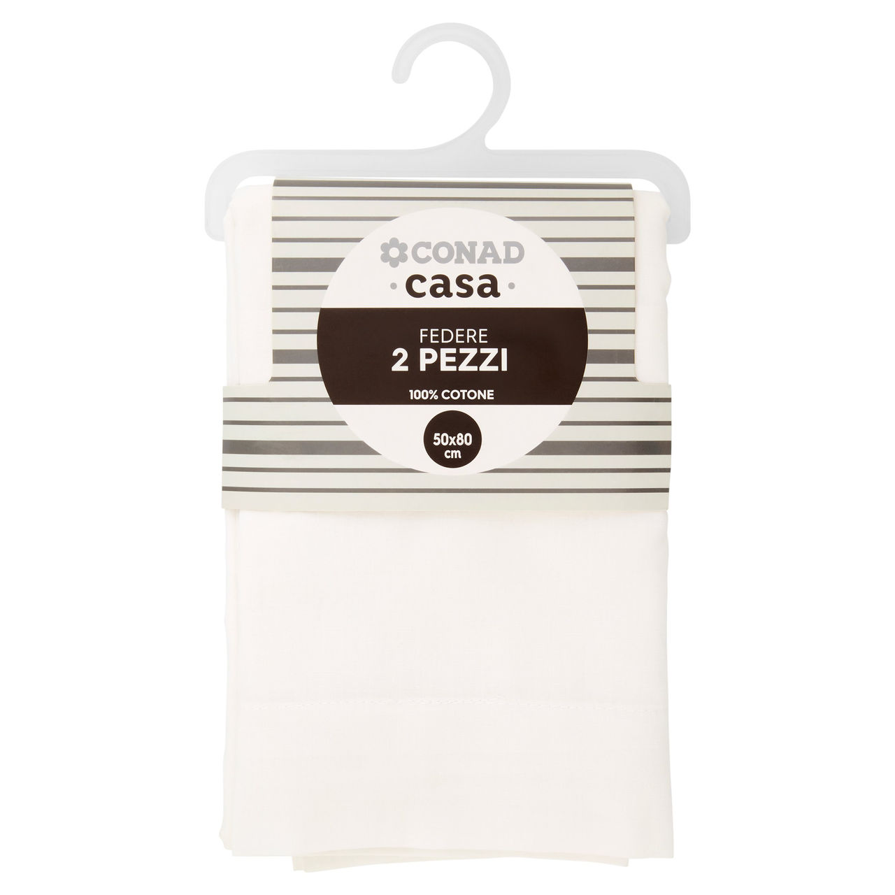 CONAD casa Federe 100% Cotone 50x80 cm Bianco 2 pz