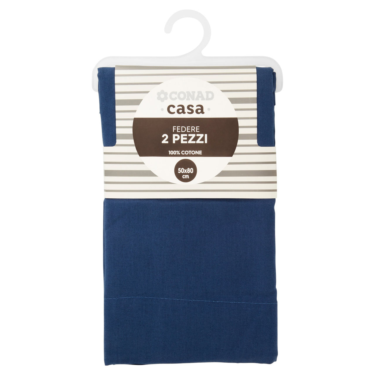 CONAD casa federe 100% Cotone 50x80 cm Blu Polvere 2 pz