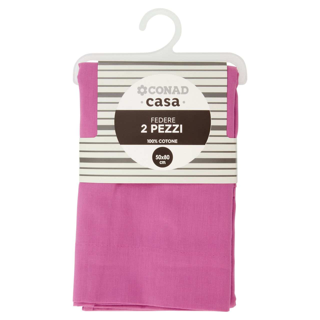 CONAD casa Federe 100% Cotone 50x80 cm Ciliegia 2 pz