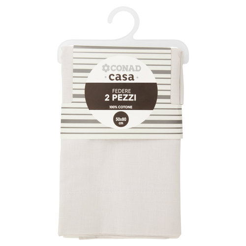CONAD casa Federe 100% Cotone 50x80 cm Grigio Chiaro 2 pz