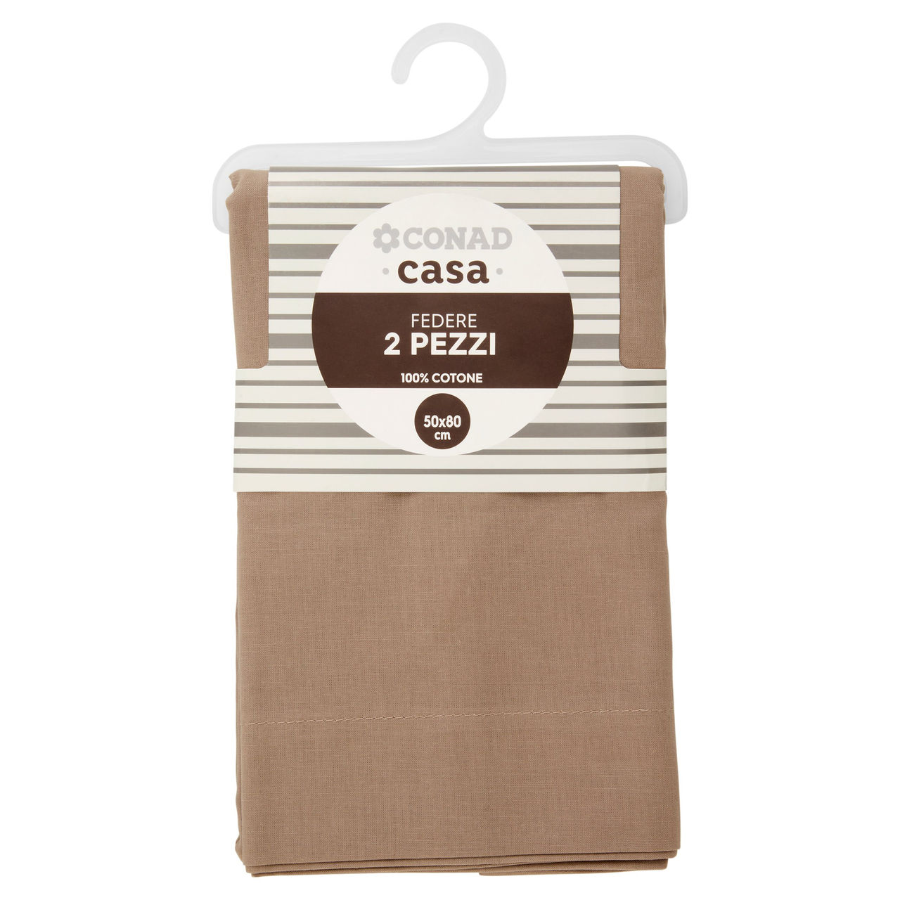 CONAD casa Federe 100% Cotone 50x80 cm Tabacco 2 Pezzi