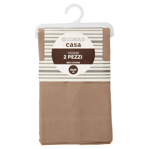 CONAD casa Federe 100% Cotone 50x80 cm Tabacco 2 pz