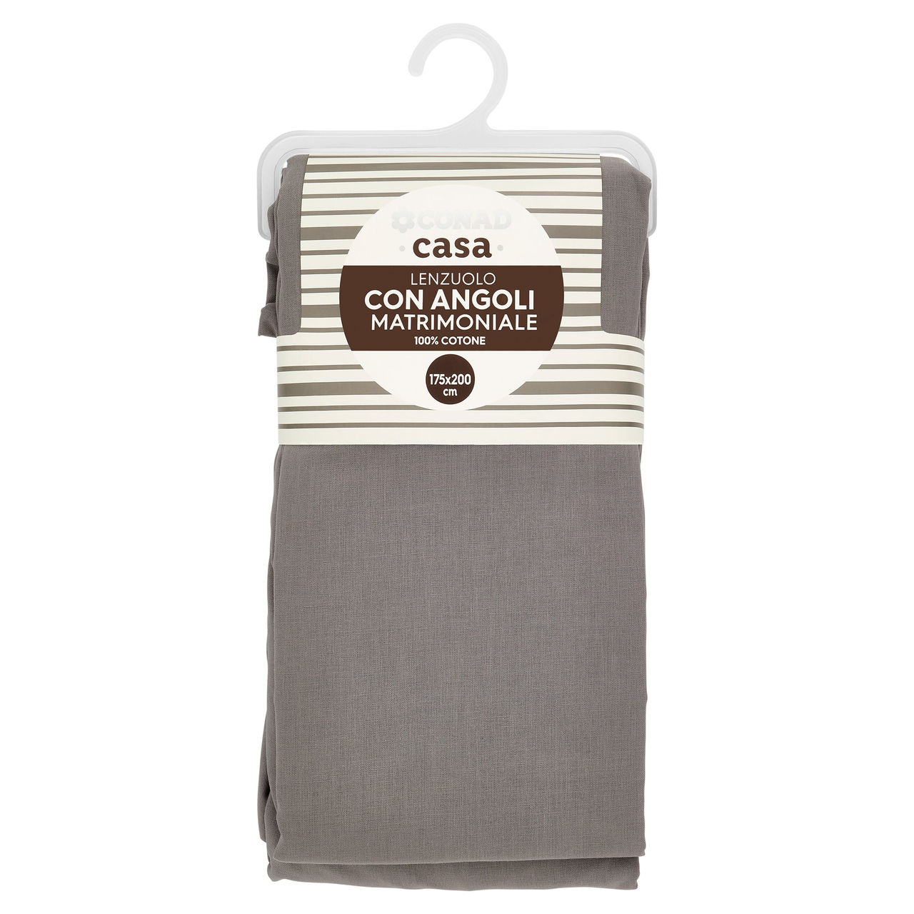 CONAD casa Lenzuolo con Angoli Matrimoniale 100% Cotone 175x200 cm Grigio