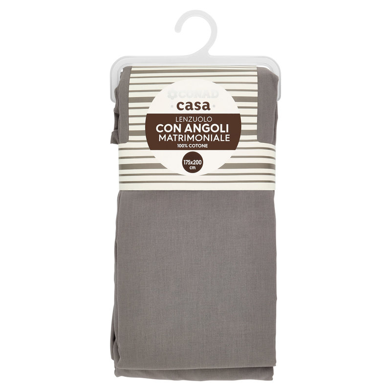 Lenzuolo Con Angoli Don Descanso - Cotone 180 Fili Grigio, Per Materassi Fino 28 Cm - Foto 3