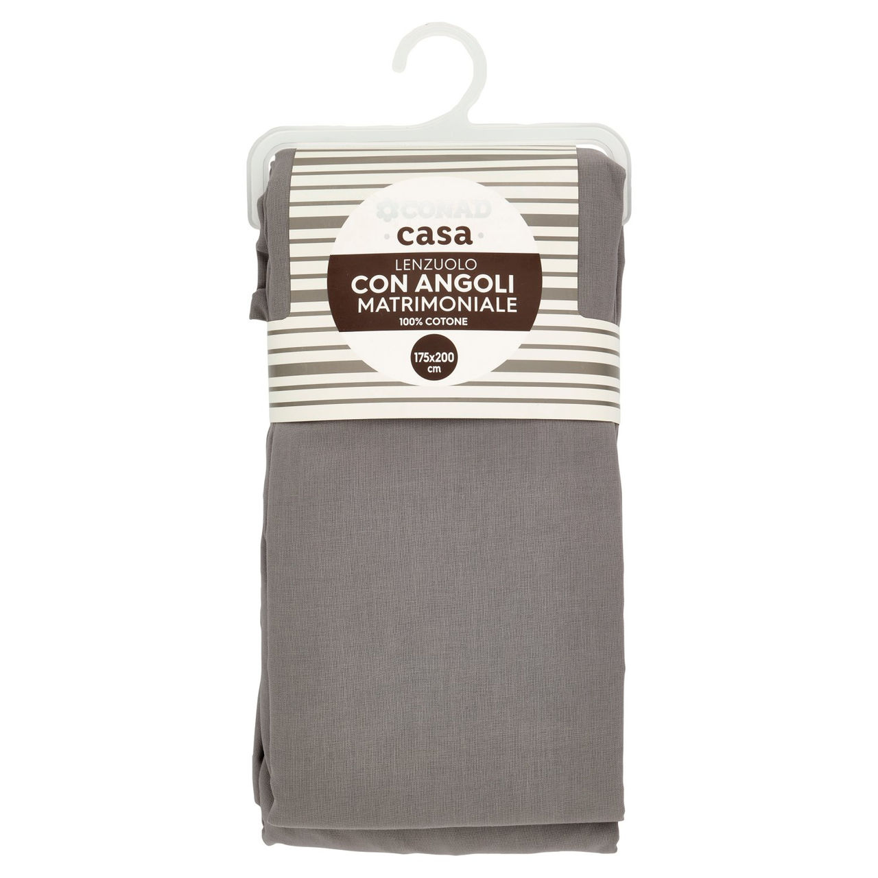 CONAD casa Lenzuolo con Angoli Matrimoniale 100% Cotone 175x200 cm Grigio