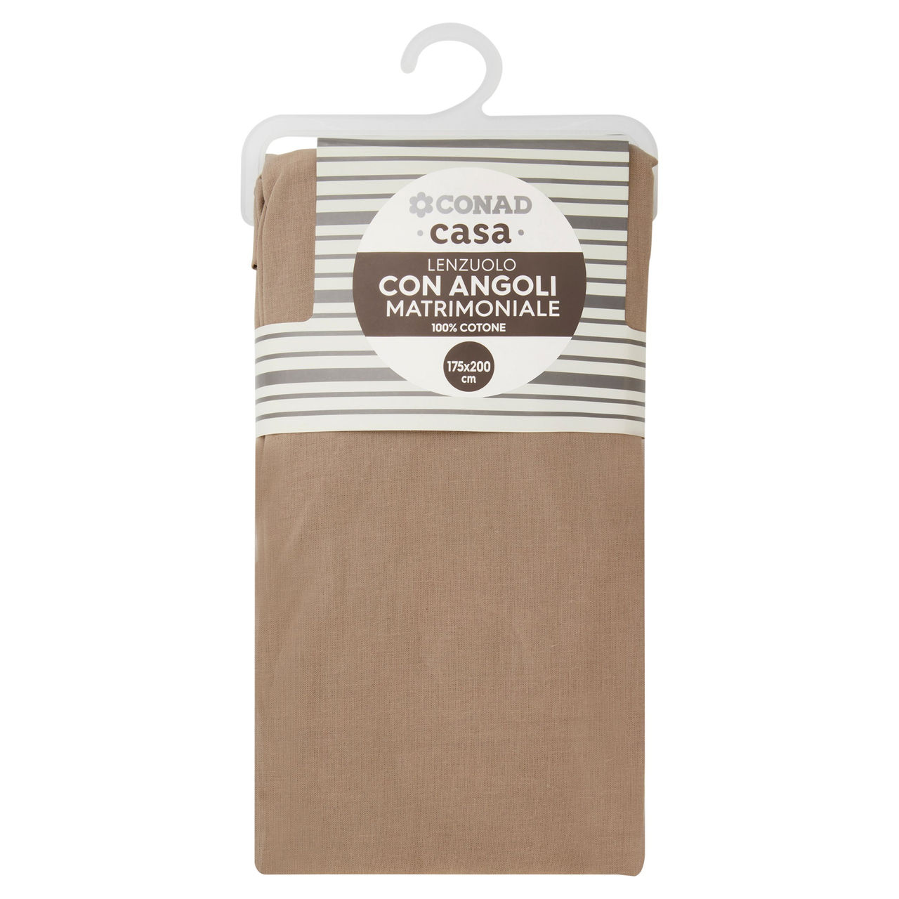 CONAD casa Lenzuolo con Angoli Matrimoniale 100% Cotone 175x200 cm Tabacco