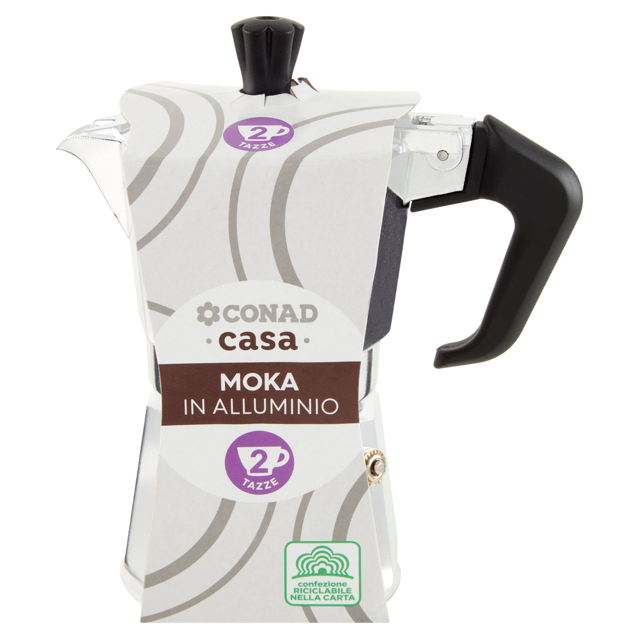 CONAD casa Moka in Alluminio 2 Tazze