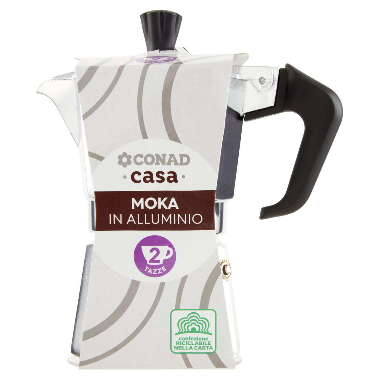 CONAD casa Moka in Alluminio 2 Tazze