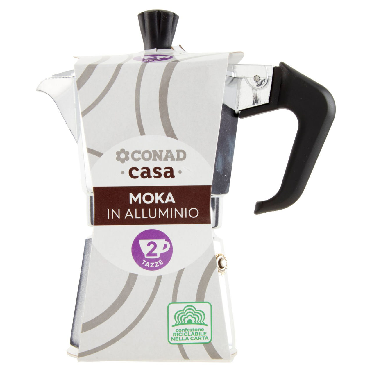 CONAD casa Moka in Alluminio 2 Tazze