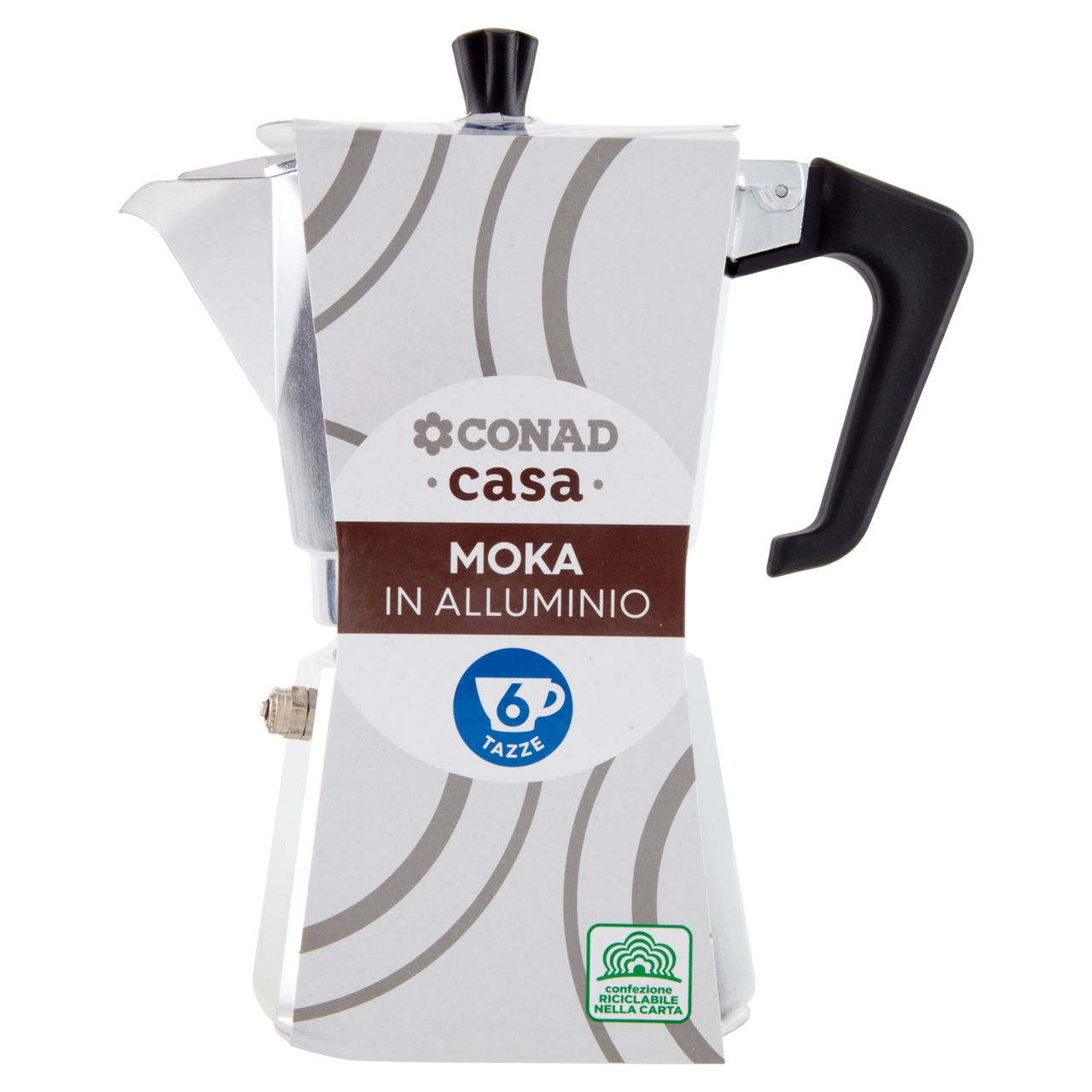 CONAD casa Moka in Alluminio 6 Tazze