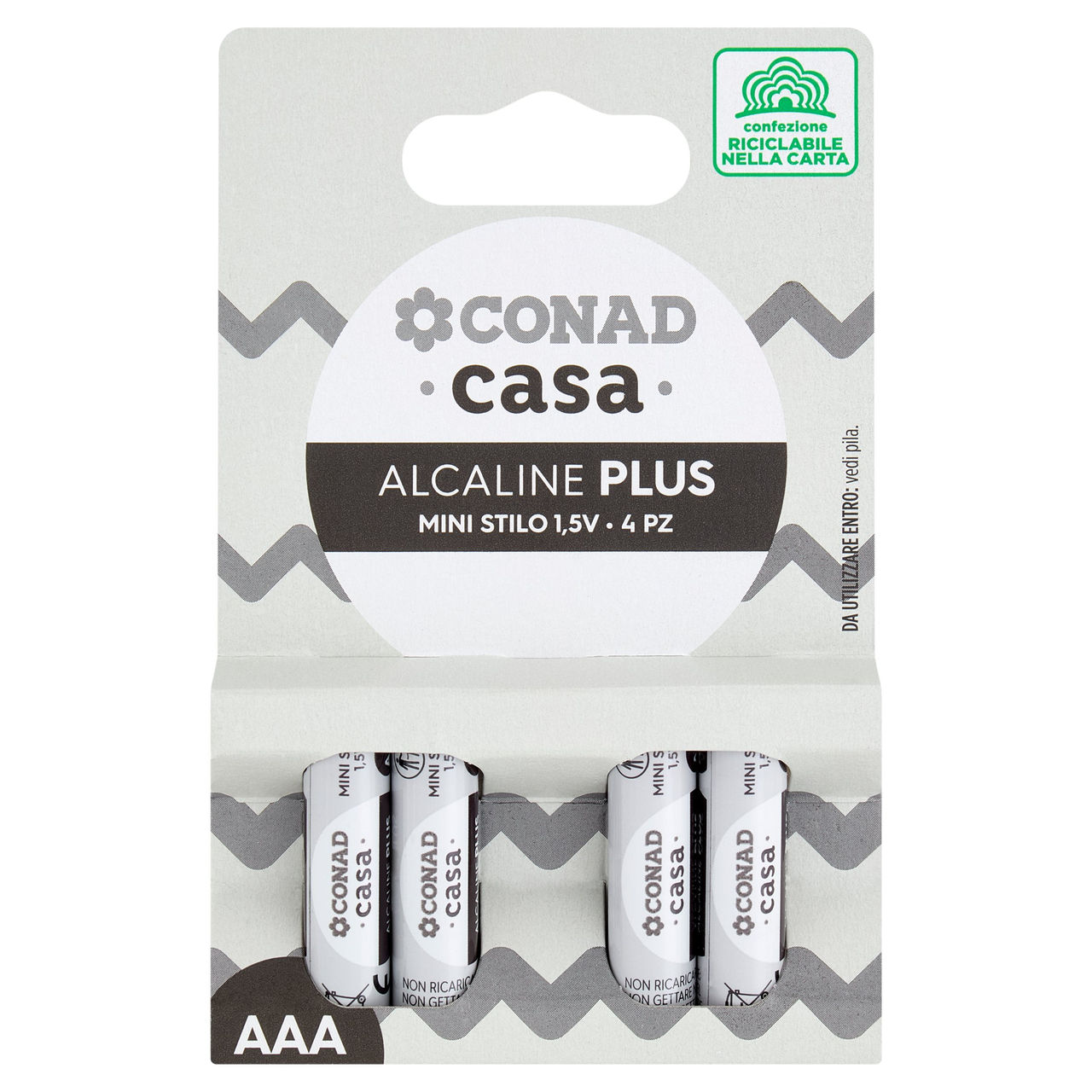 CONAD casa Pile Alcaline Plus Mini Stilo 1,5V 4 pz