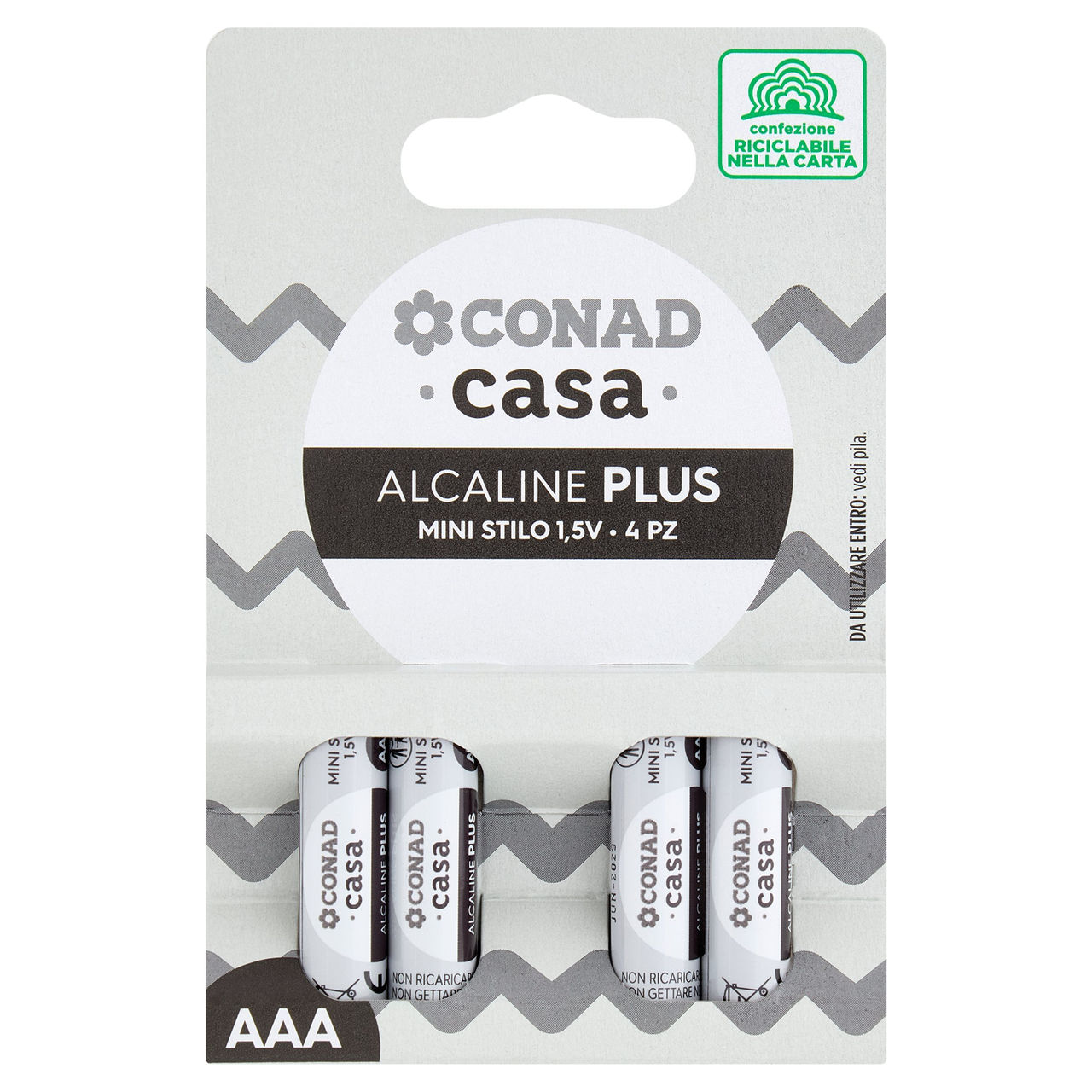 CONAD casa Pile Alcaline Plus Mini Stilo 1,5V 4 pz