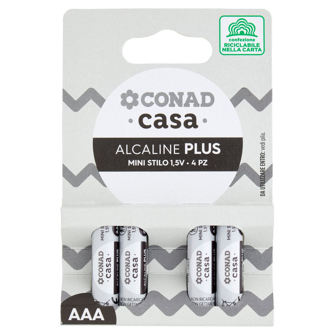 CONAD casa Pile Alcaline Plus Mini Stilo 1,5V 4 pz