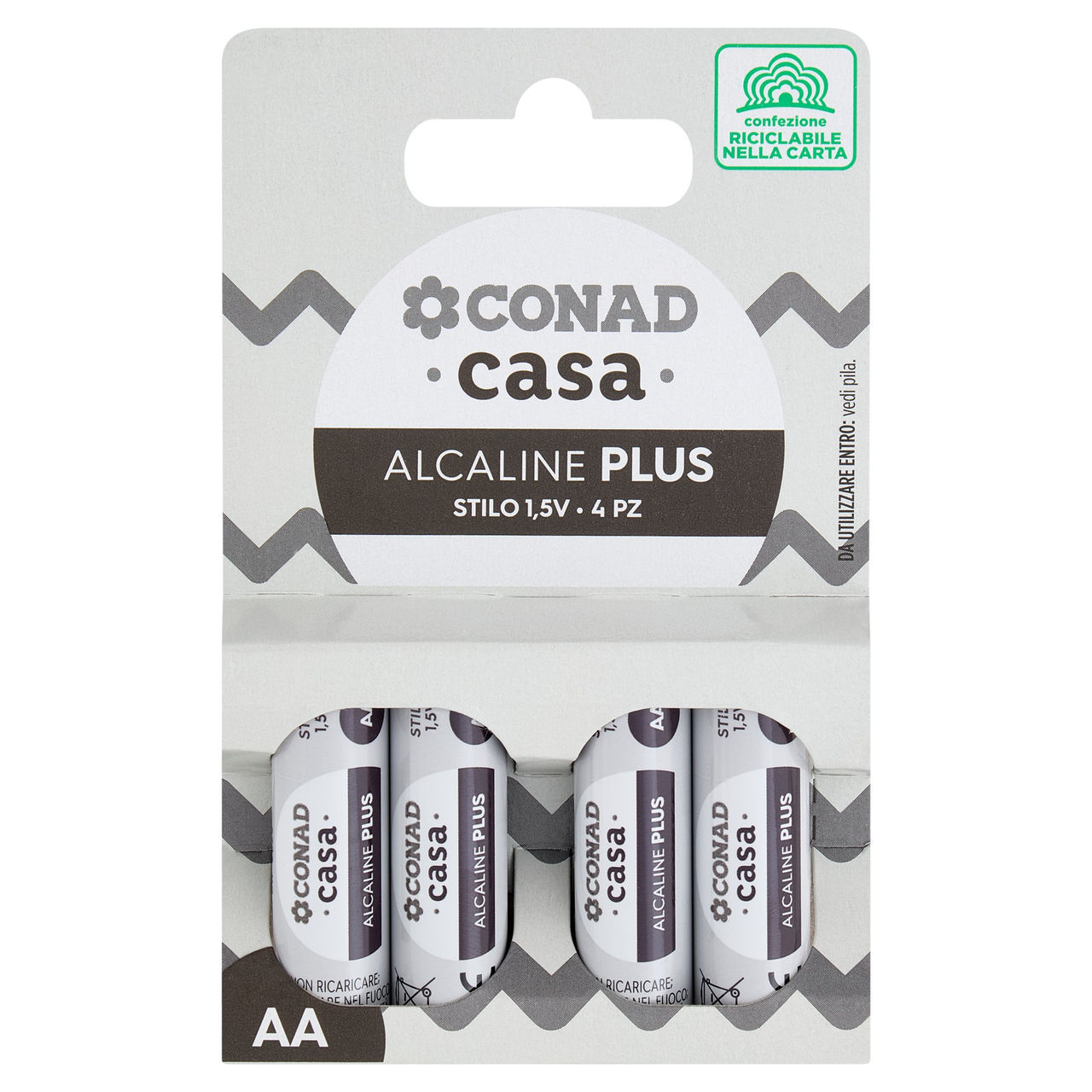 CONAD casa Pile Alcaline Plus Stilo 1,5V 4 pz