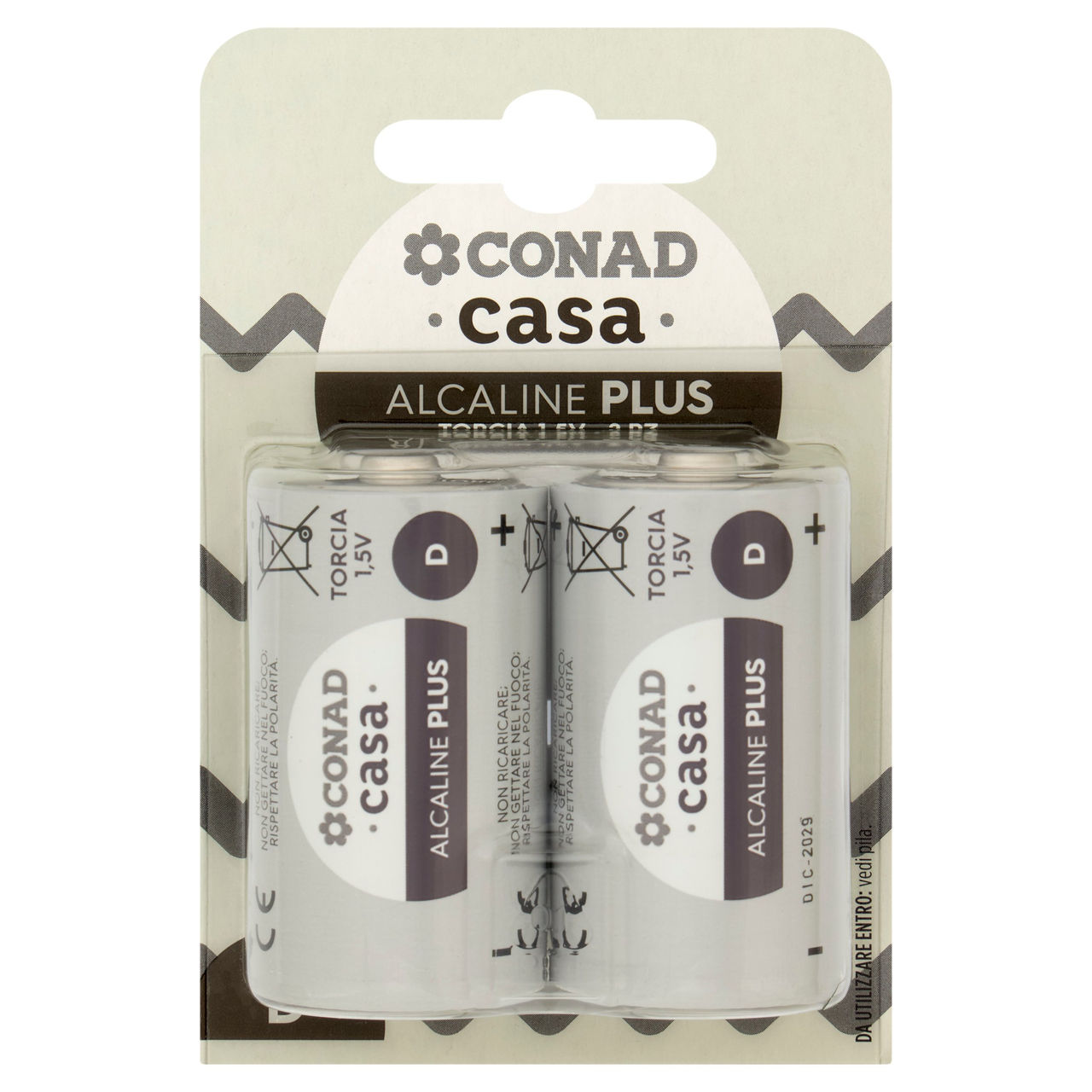 CONAD casa Pile Alcaline Plus Torcia 1,5V 2 pz