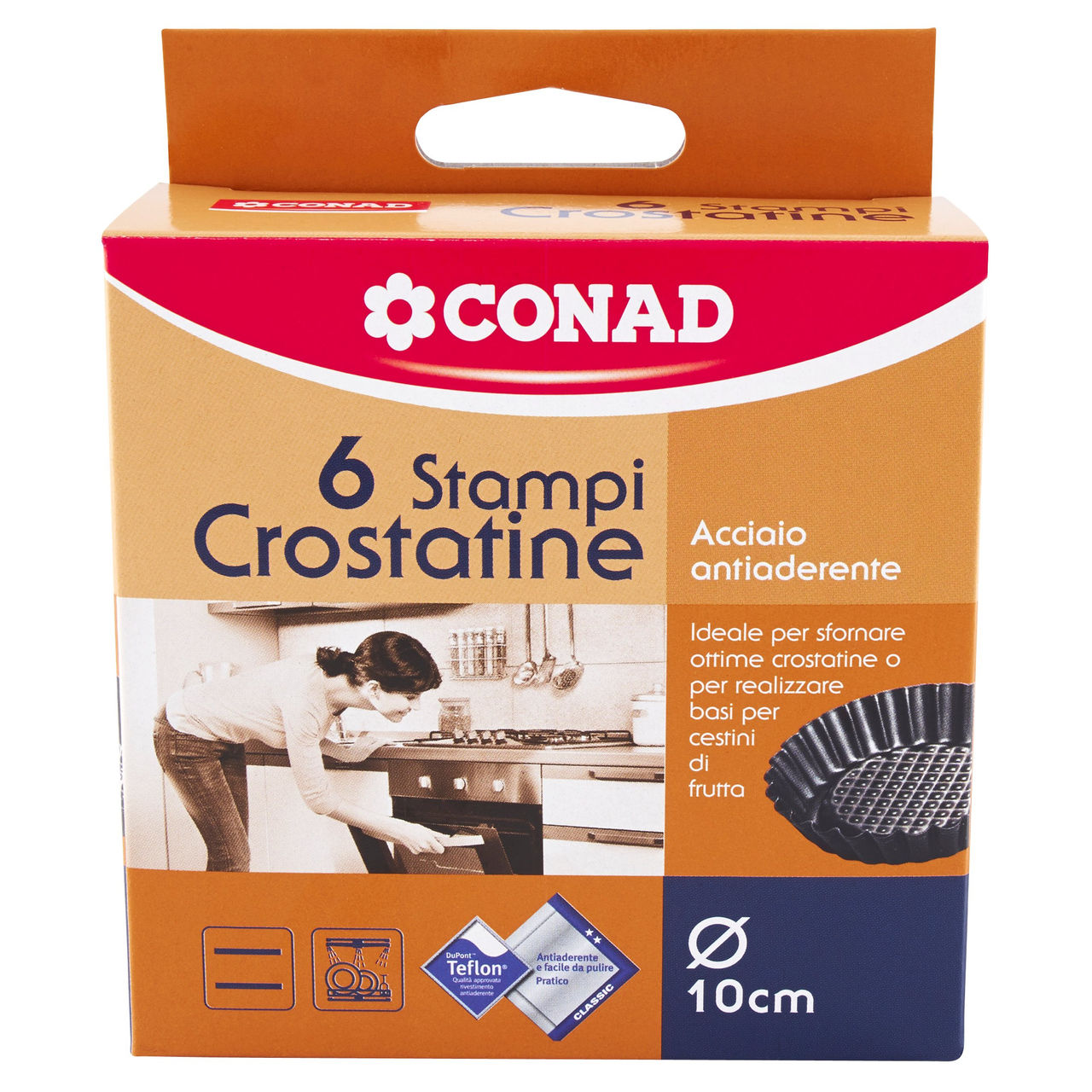 CONAD casa Stampi Crostatine Acciaio Antiaderente 10 cm 6 pz