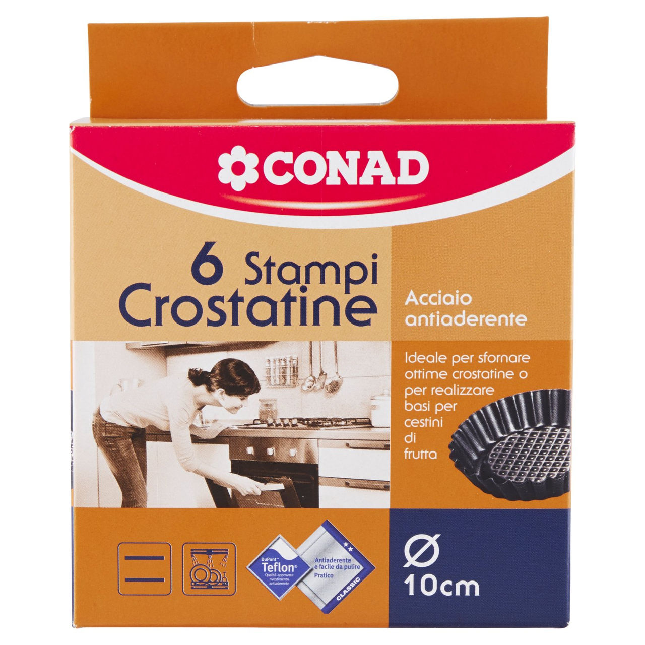 CONAD casa Stampi Crostatine Acciaio Antiaderente 10 cm 6 pz