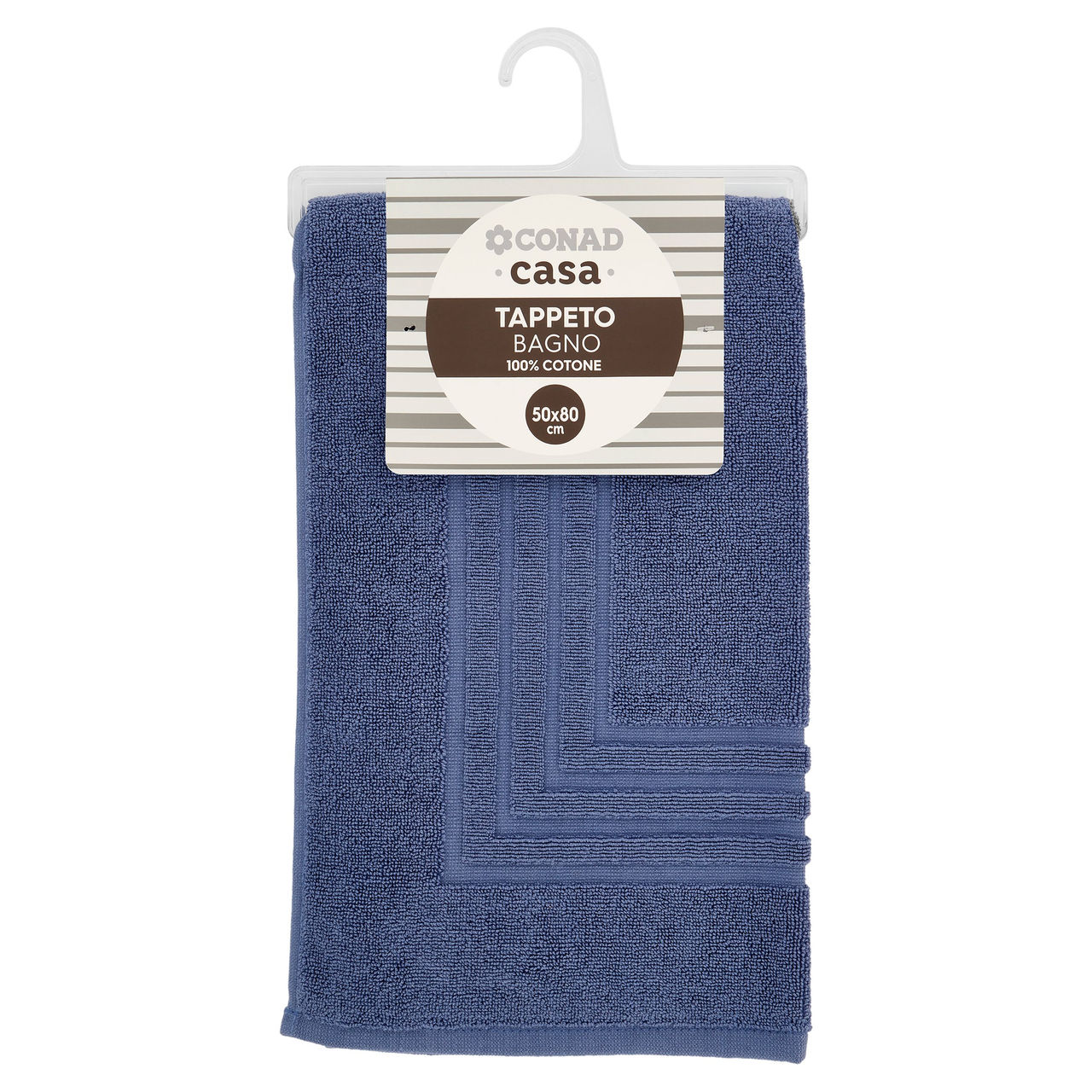 CONAD casa Tappeto Bagno 100% Cotone 50x80 cm Azzurro Polvere