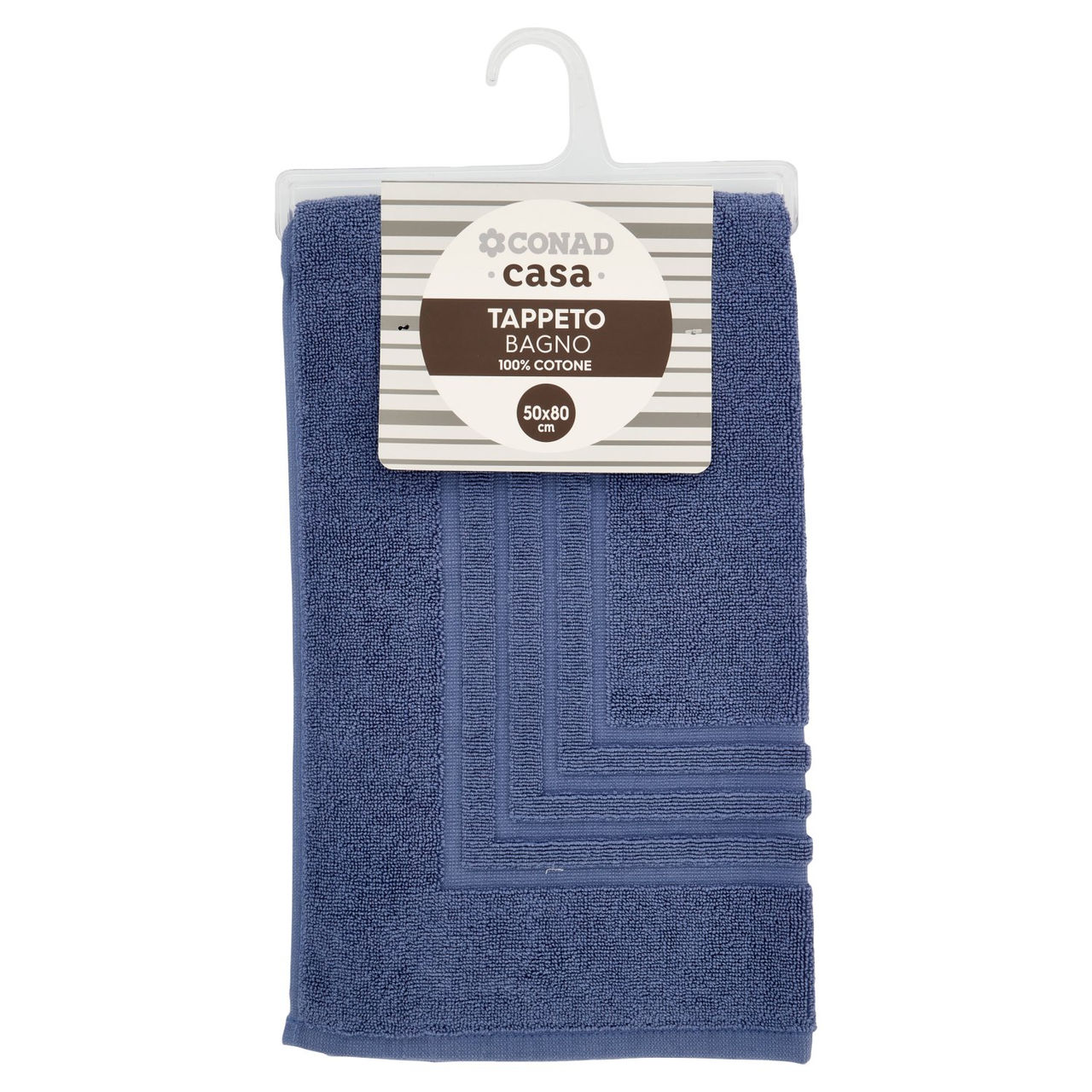 CONAD casa Tappeto Bagno 100% Cotone 50x80 cm Azzurro Polvere