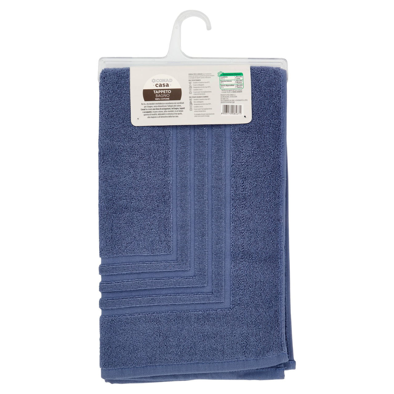 CONAD casa Tappeto Bagno 100% Cotone 50x80 cm Azzurro Polvere