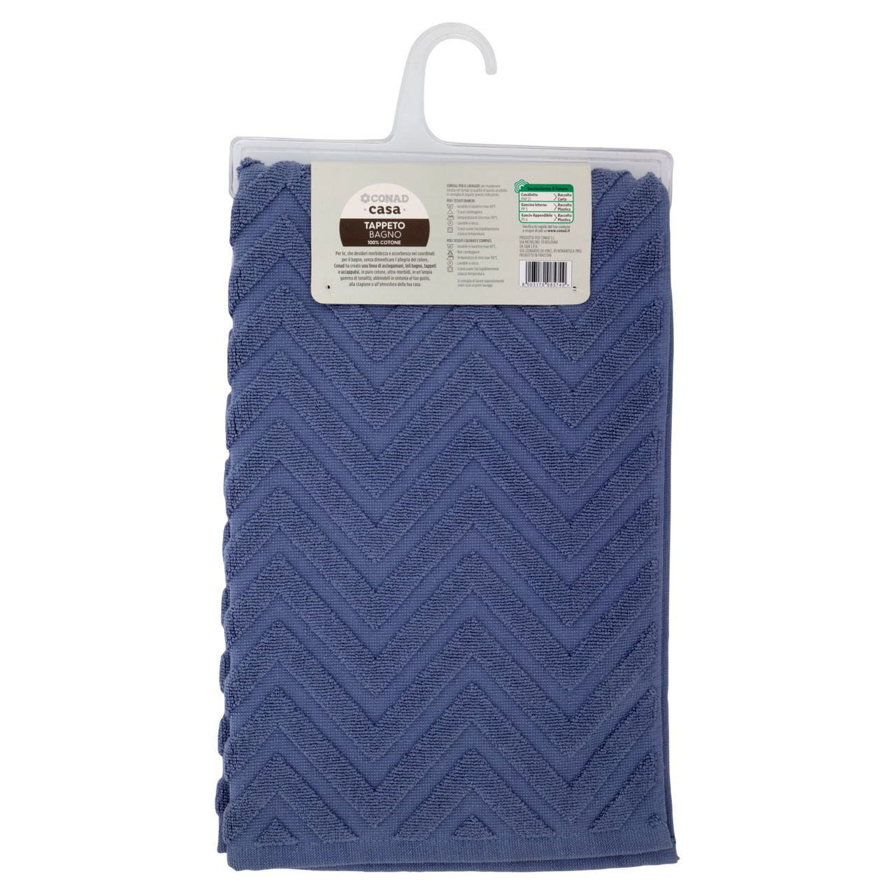 CONAD casa Tappeto Bagno 100% Cotone 50x80 cm Azzurro Polvere Jacquard