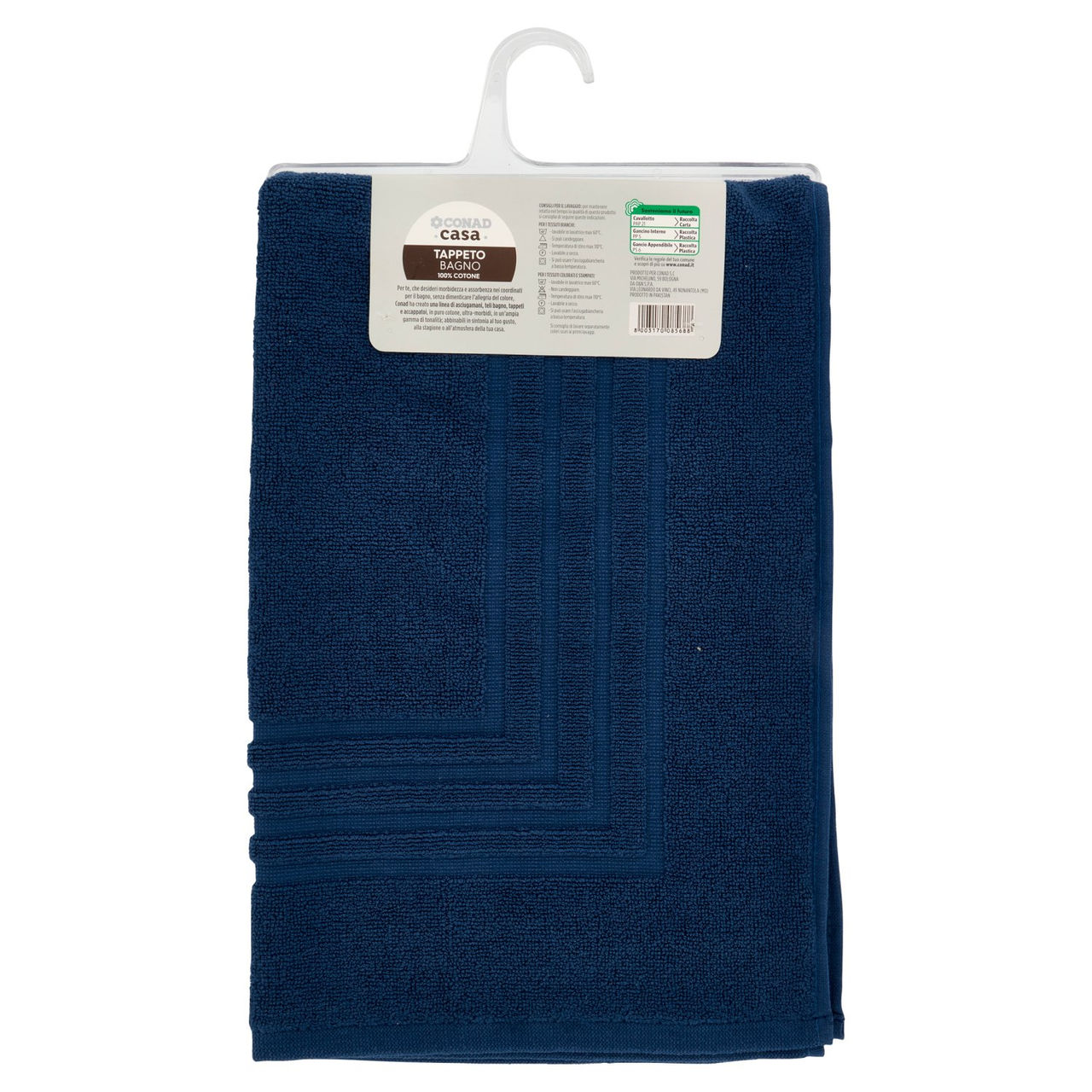 CONAD casa Tappeto Bagno 100% Cotone 50x80 cm Blu Scuro