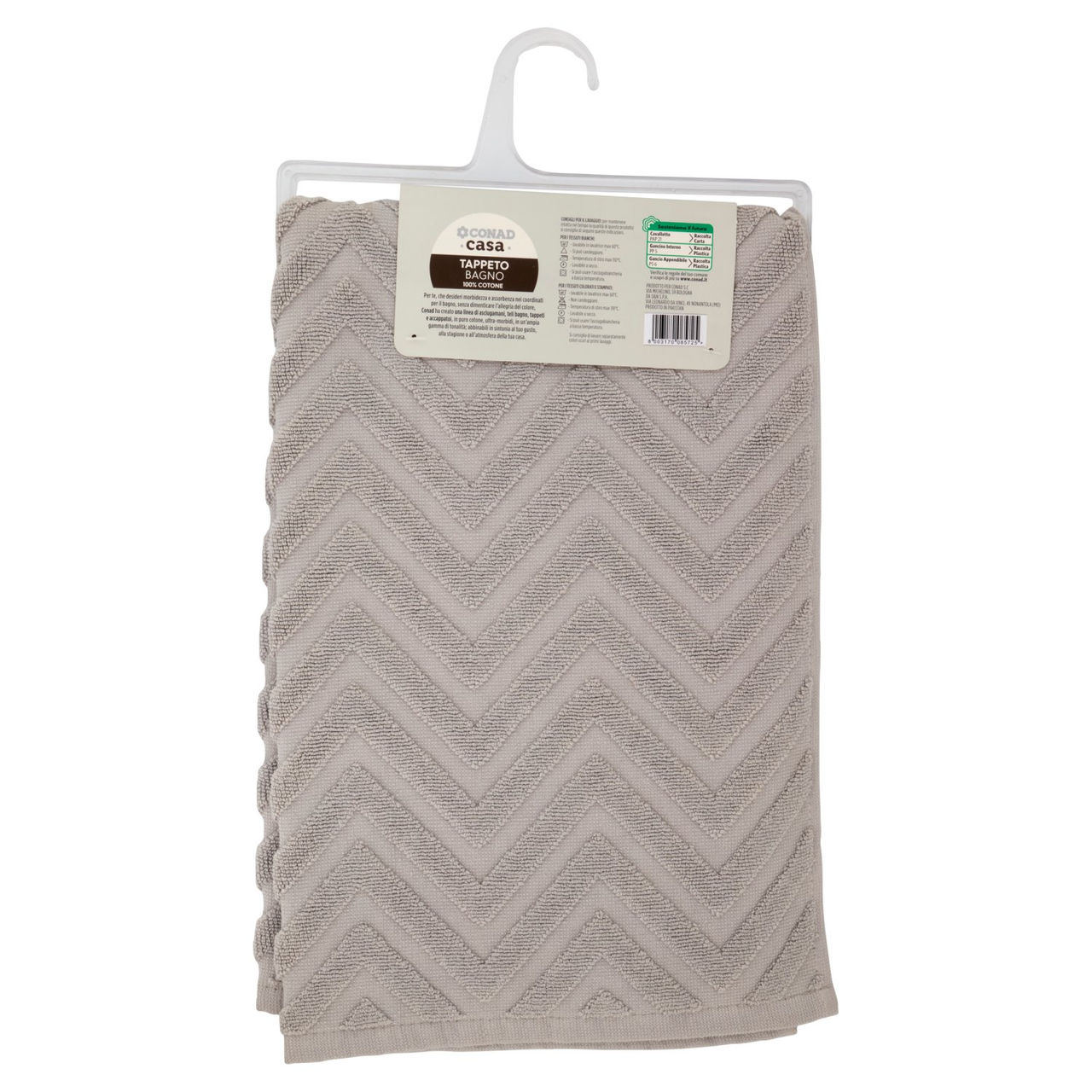 CONAD casa Tappeto Bagno 100% Cotone 50x80 cm Grigio Jacquard