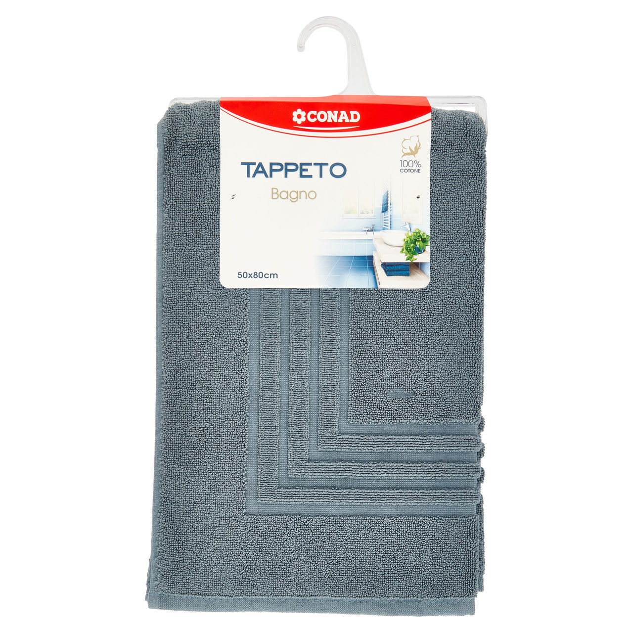 CONAD casa Tappeto Bagno 100% Cotone 50x80 cm Petrolio