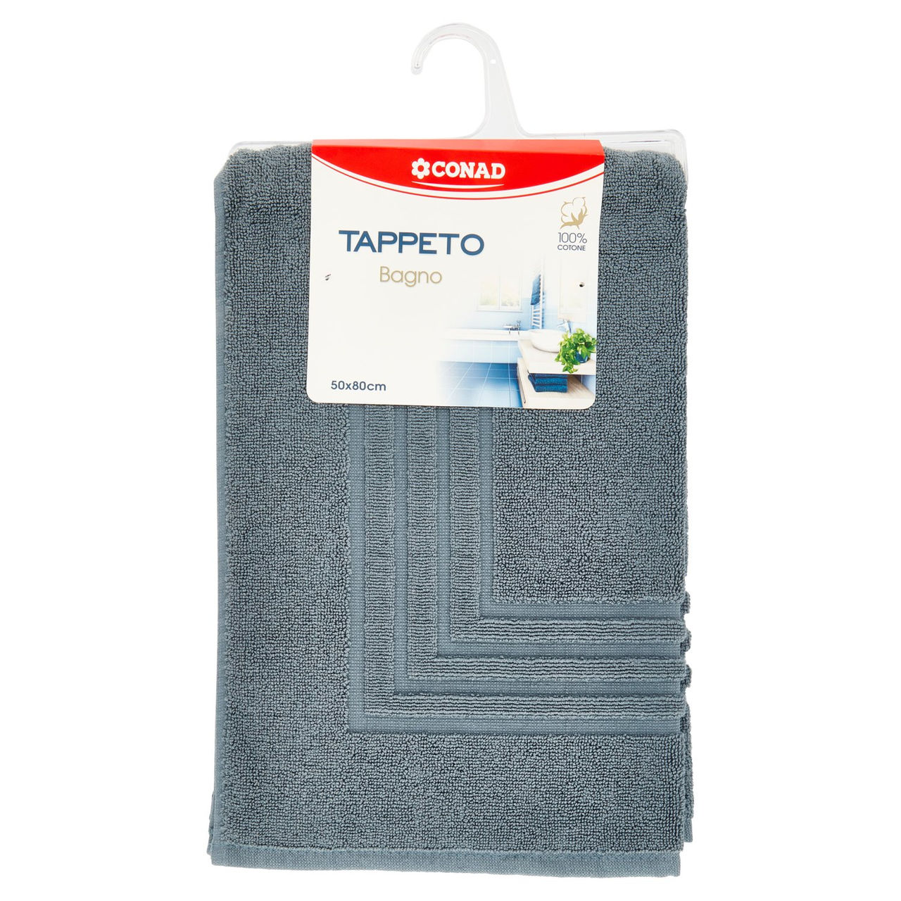 CONAD casa Tappeto Bagno 100% Cotone 50x80 cm Petrolio