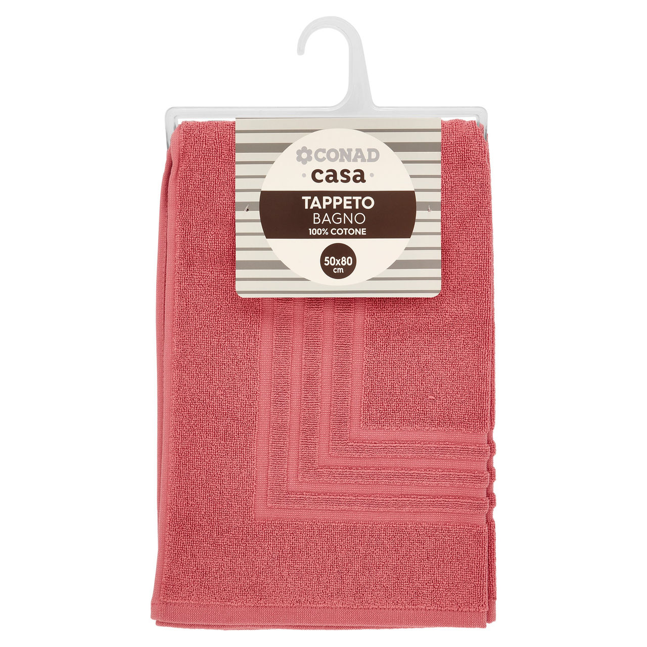 CONAD casa Tappeto Bagno 100% Cotone 50x80 cm Rosa Antico