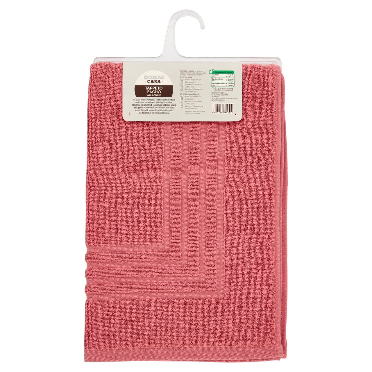 CONAD casa Tappeto Bagno 100% Cotone 50x80 cm Rosa Antico