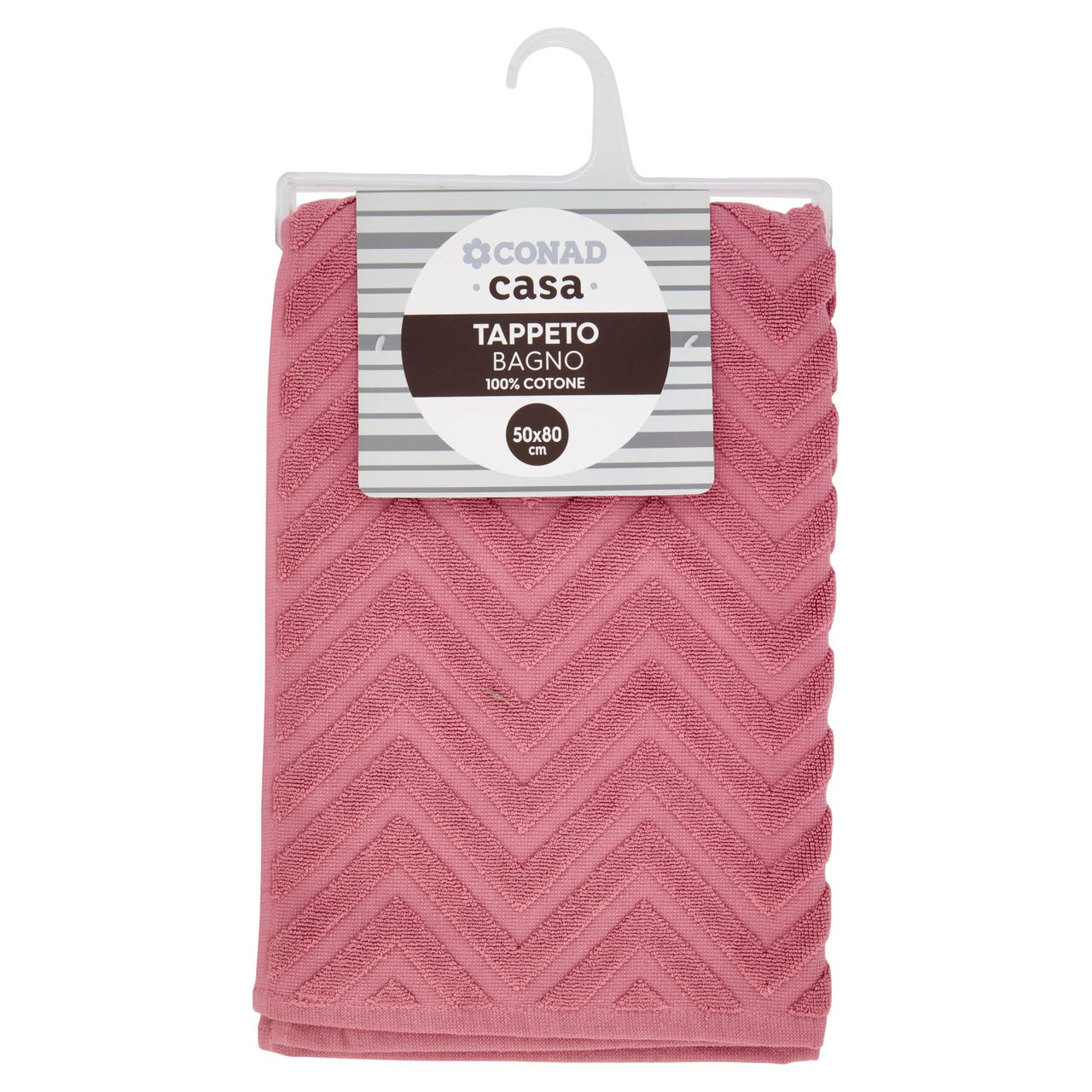 CONAD casa Tappeto Bagno 100% Cotone 50x80 cm Rosa Antico Jacquard