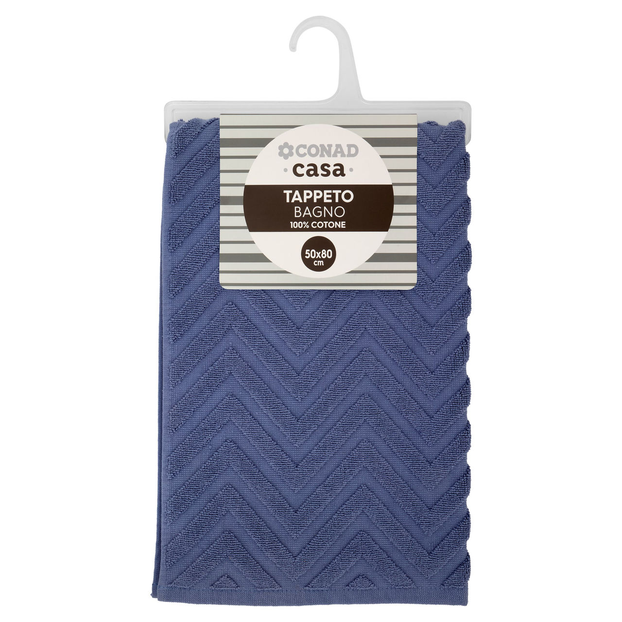 CONAD casa Tappeto Bagno100% Cotone 50x80 cm Azzurro Polvere Jacquard