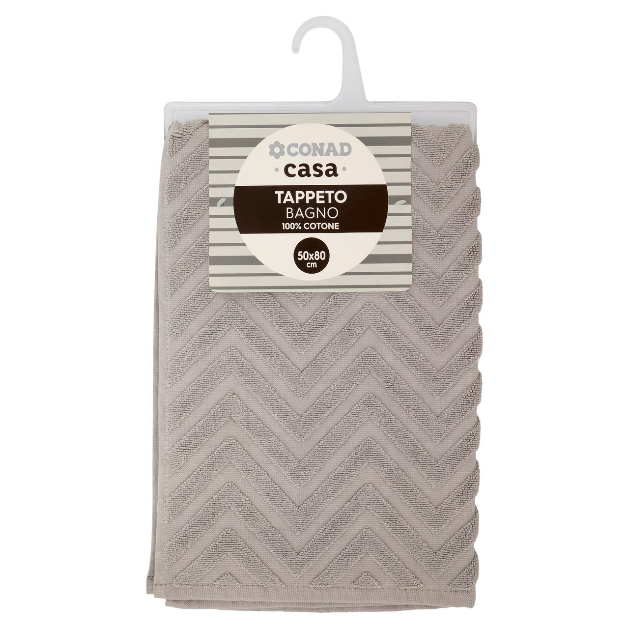 CONAD casa Tappeto Bagno100% Cotone 50x80 cm Grigio Jacquard