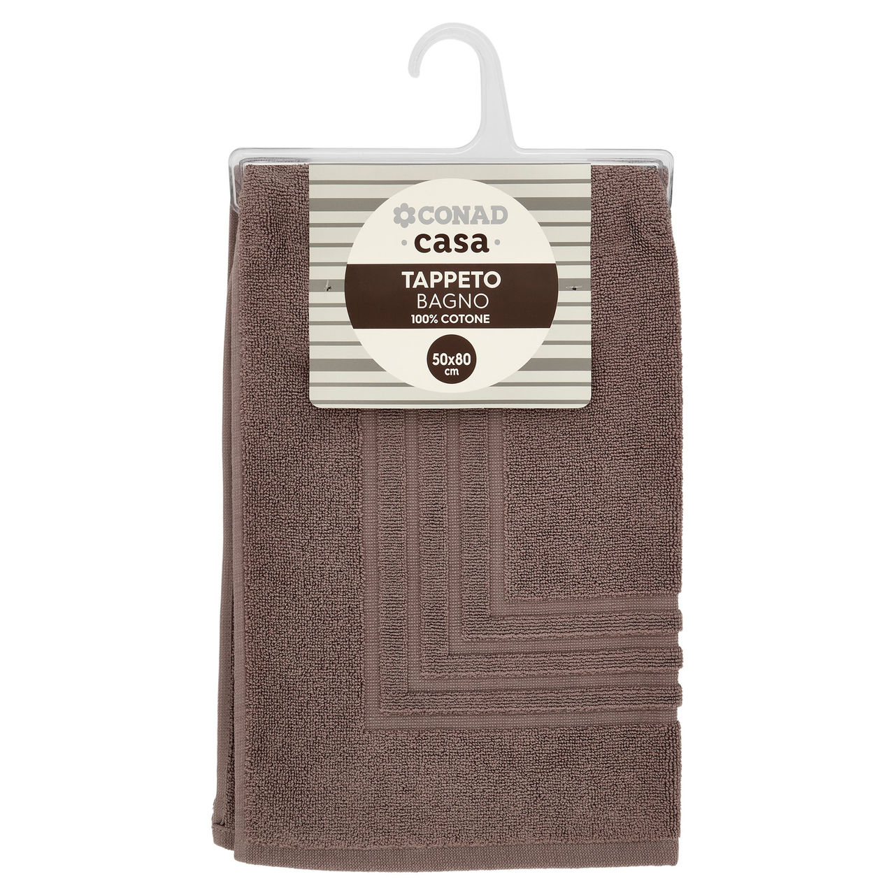 CONAD casa Tappeto Bagno100% Cotone 50x80 cm Tortora