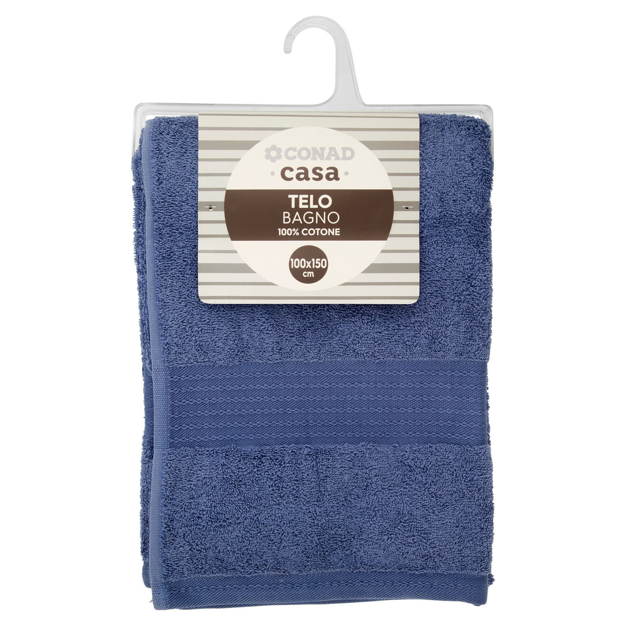 CONAD casa Telo Bagno 100% Cotone 100x150 cm Azzurro Polvere