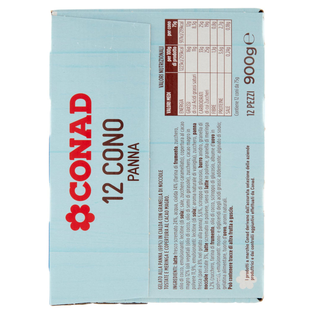 Cono Panna 12 Coni 900 g Conad