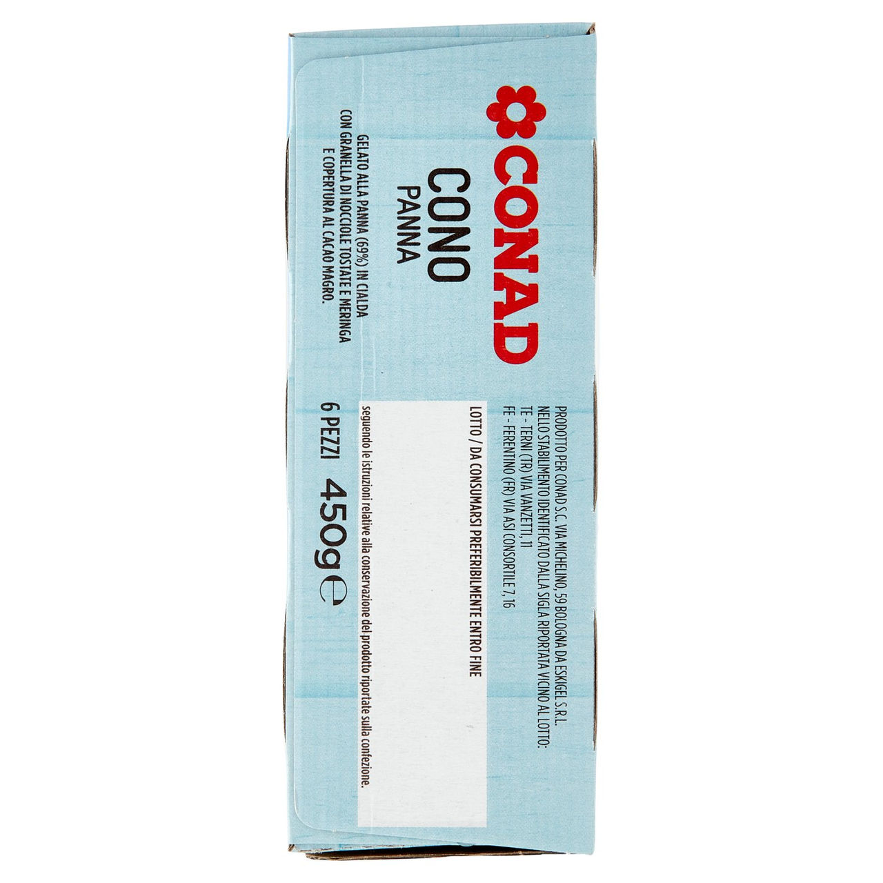 Cono Panna 6 gelati 450 g Conad