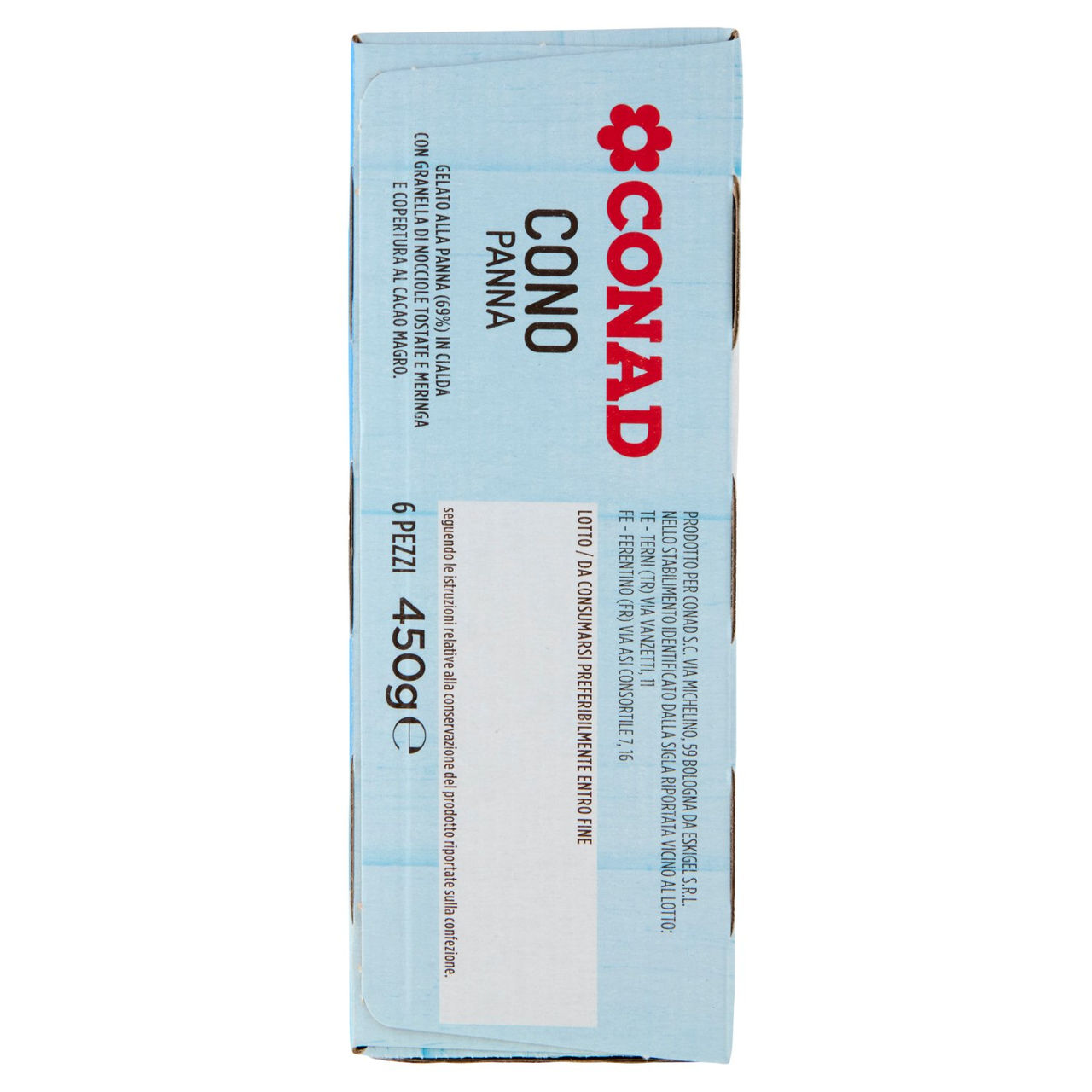Cono Panna 6 gelati 450 g Conad