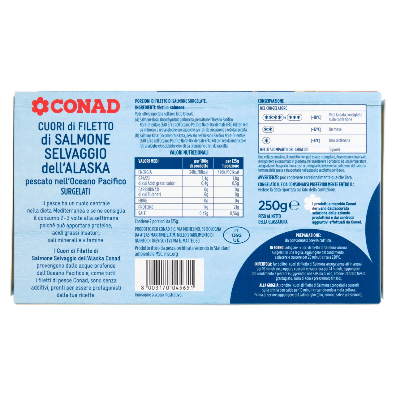 Salmone Selvaggio dell'Alaska Surgelato 250 g