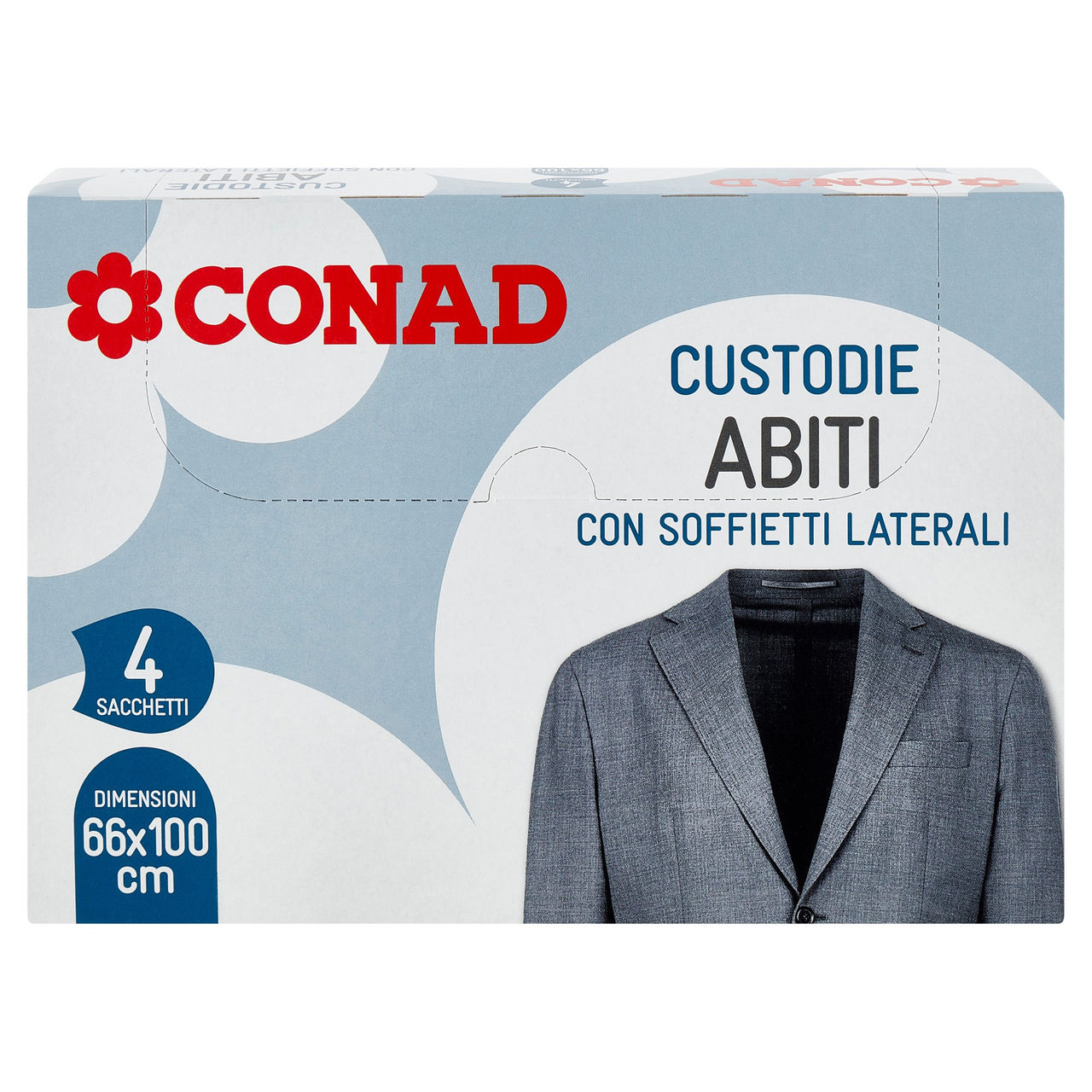 CONAD Custodie Abiti con Soffietti Laterali 66x100 cm 4 pz